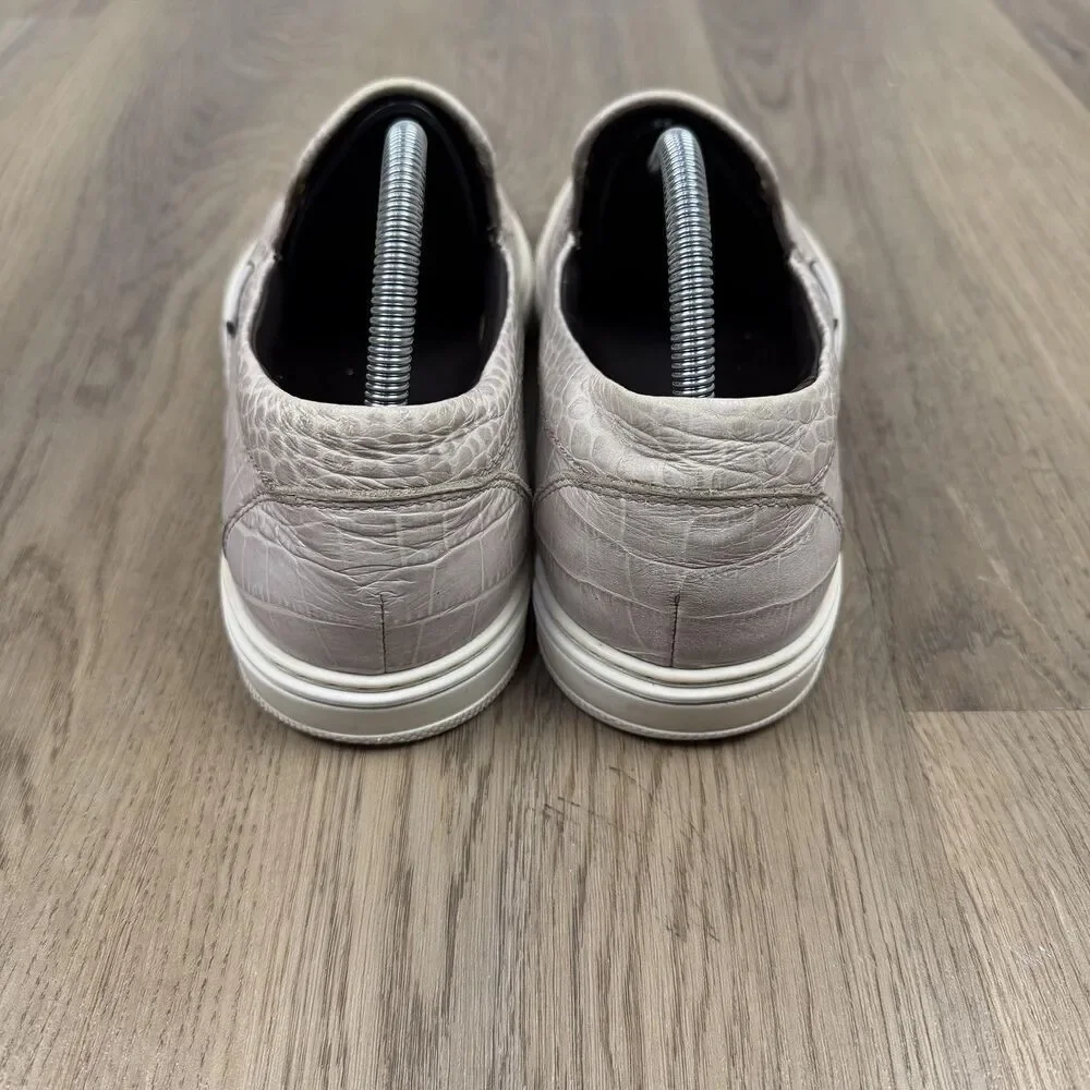 Jimmy Choo Shoes Mens Size 42 Beige Leather Croc Embossed Slip On Designer